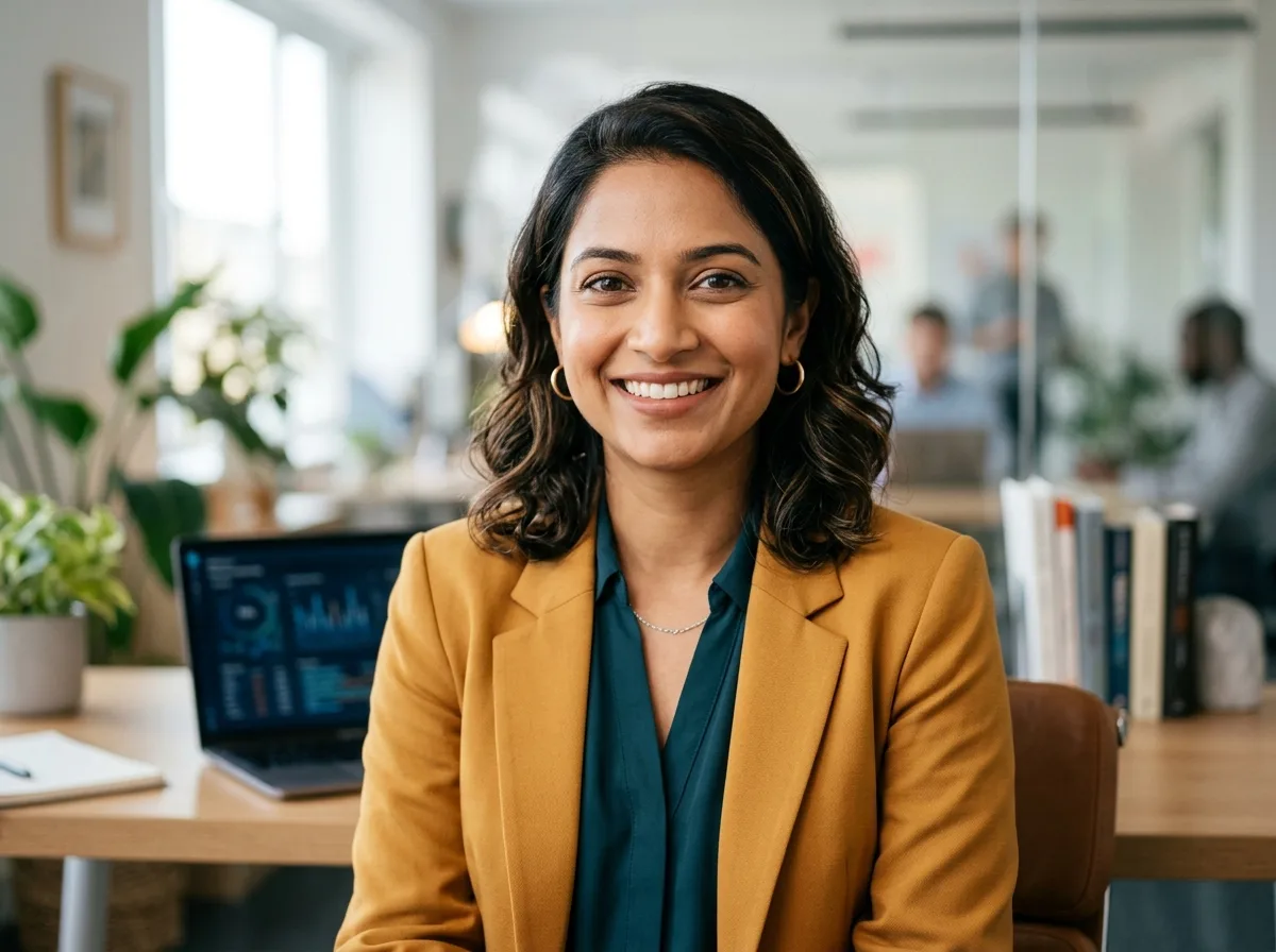 Avatar photo of Priya S, female traveler early 30s, dark hair professional setting warm smile office background
